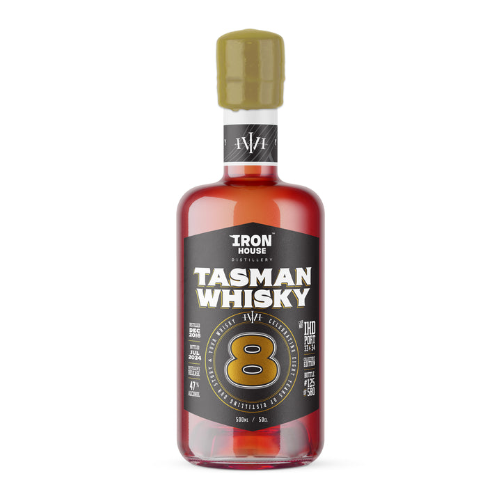 Image of the Iron House 8 Year Distiller's Release Tasman Whisky Bottle.